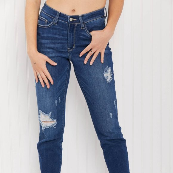 Judy Blue Denim - Judy Blue Kendall Full Size Shark-Bite Slim Jeans